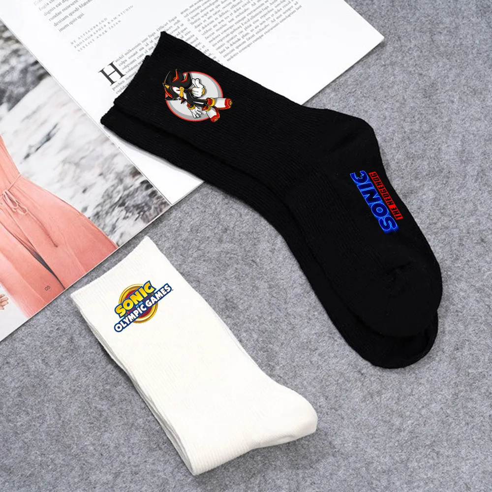 

Sonic Socks Anime Game Autumn and Winter Long Cotton Socks Long Tube Knitted Socks Printed Birthday Gift for Boys and Girls