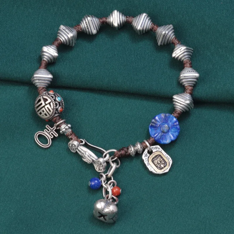 Original Design 925 Sterling Silver Spiral Beaded Bracelet for Women