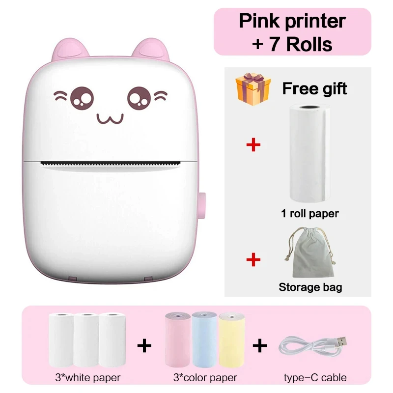 Compact Wireless Bluetooth Thermal Printer - 200dpi, Portable Label & Photo Printer with USB Charging