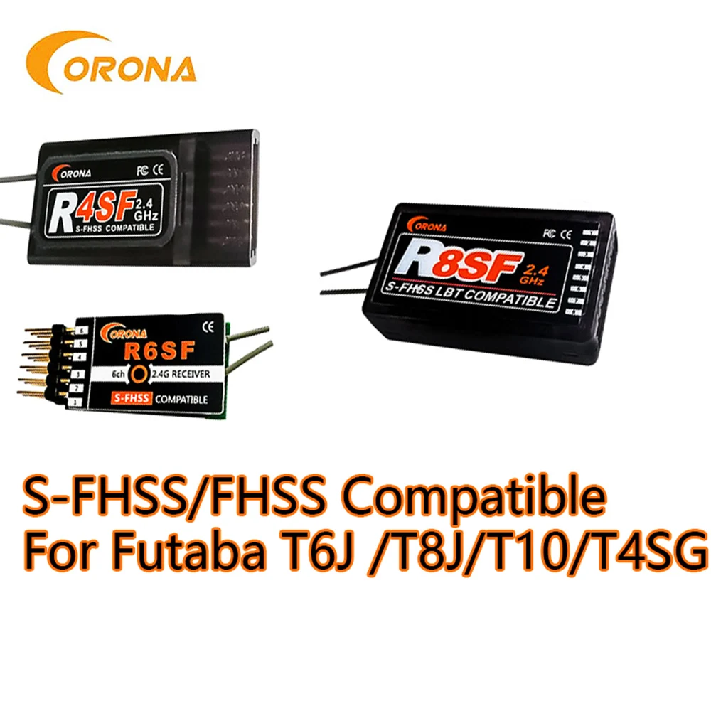 Corona R4SF R6SF R8SF S-FHSS/FHSS 4ch 6ch 8ch Receiver With Antenna Compatible FUTABA S-FHSS T6J T8J T14SG T18MZ T18SZ receiver antenna rc receiver