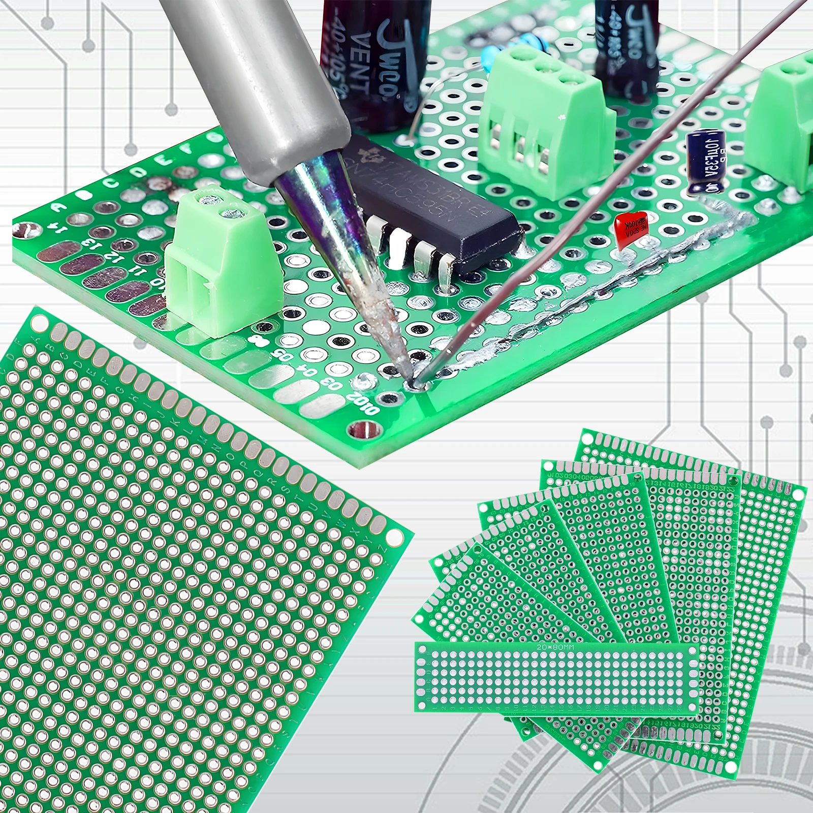 Double Side PCB Board Prototype Kit 10pcs 2x8 3x7 4x6 5x7cm Diy Soldering Universal Printed Circuit Arduino pcb board kit