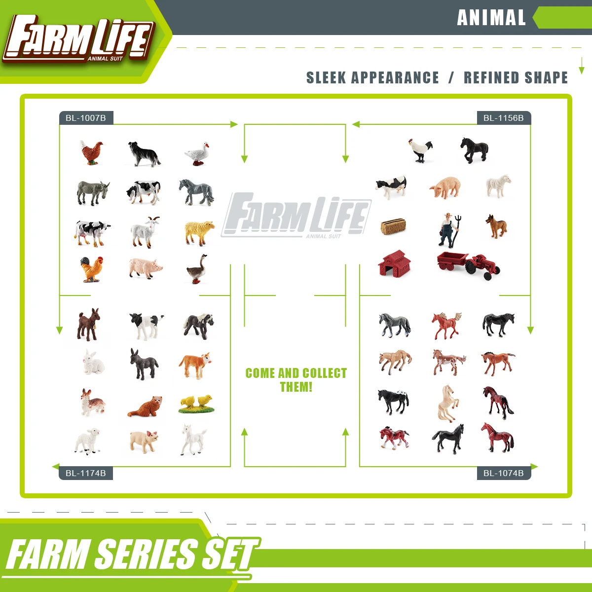 Simulation animal world famous horse poultry farm set decoration
