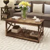 Coffee Table, Modern Farmhouse Wood Coffee Table with 2-Tier Storage, 40 Inch, 1