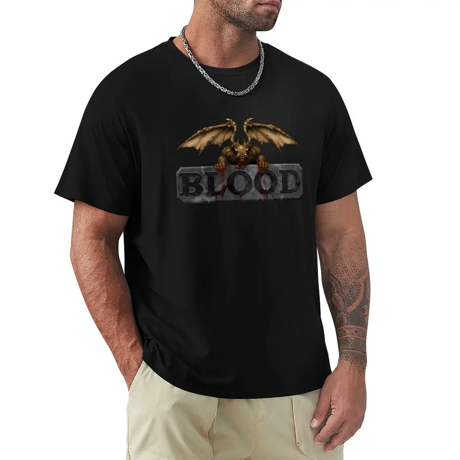 Monolite Blood Dos 1997 Pc Game Gargoyle Logo T-Shirt Sweat Sports Fans Clothes For Men