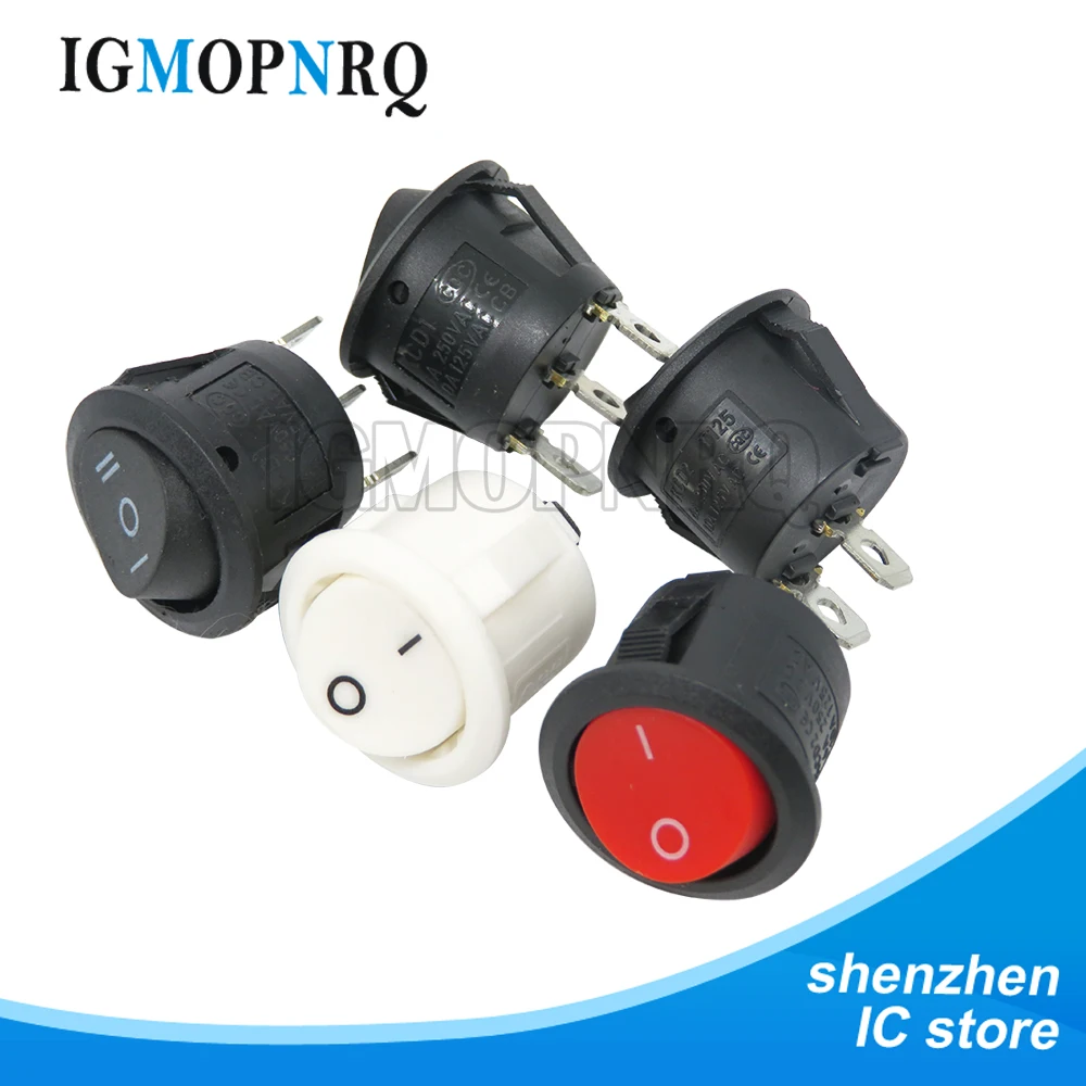 5Pcs Interruttore A Pulsante 20Mm Spst 2Pin 3Pin 3A 250V Kcd1-105 Kdc1 Fdkjgecf Snap-In On Off Interruttore A Bilanciere Rotondo Nero Rosso Bianco