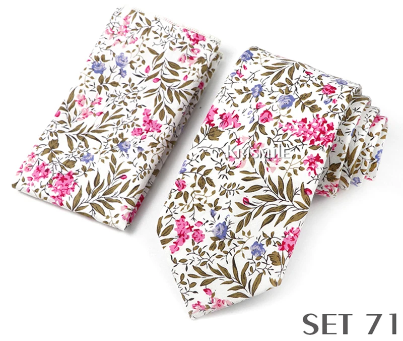 Neuheit Blumen Baumwolle Krawatten für Männer dünn lässig schmale Krawatte Krawatte Tasche quadratischen Anzug Set Hochzeits feier täglich tragen Accessoires – Detail 18