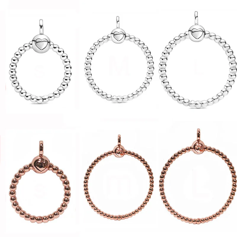 

Rose Gold Moments Small Medium & Large Beaded Pendant Beads 925 Sterling Silver Charm Fit Fashion Bracelet DIY Jewelry