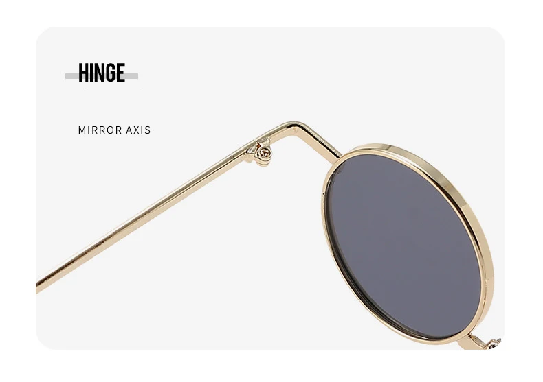Literarische Retro-Sonnenbrille mit Kleinem Rundem Rahmen, Unisex Metallrahmen, Personalisierte Hip-Hop-Sonnenbrille 1055 – Detail 20
