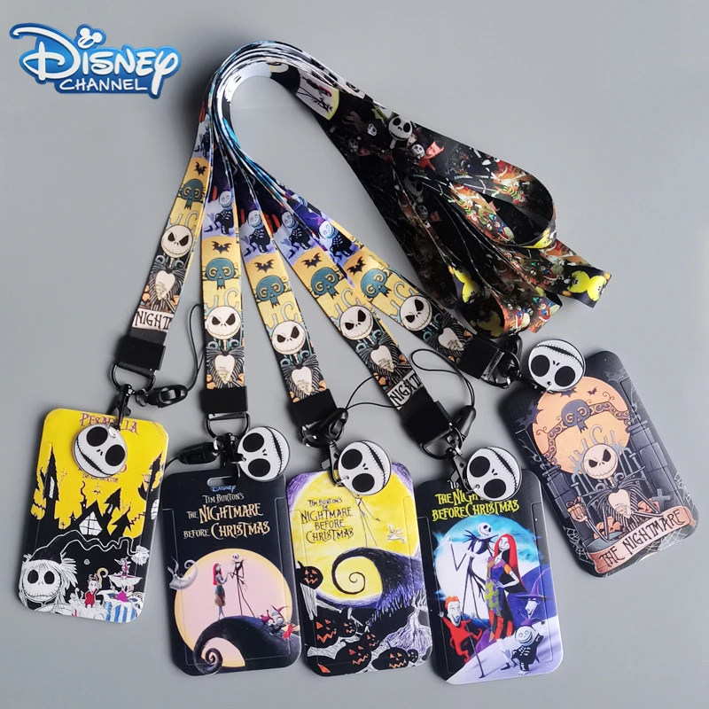 Disney Nightmare Before Christmas Pvc Card Cover Cordino Studente Campus Card Hanging Holder Cordino Id Card Materiale Scolastico Regalo
