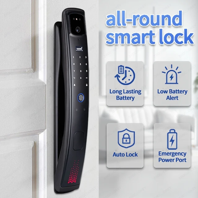 3D Face Recognition Tuya Wifi APP Smart Lock Fingerprint Password IC Card Code Biometric Key Voice Intercom Electronic Door Lock 4