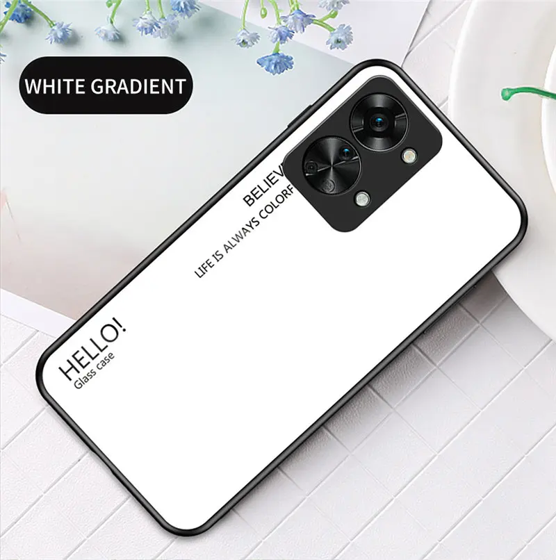 Gradient Tempered Glass Back Cover with Soft Silicon Bumper