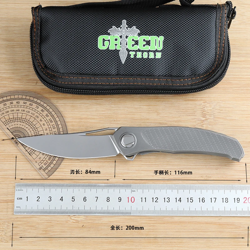 Green thorn, Mini Quantum folding knife, VG10 blade, TC4 Titanium