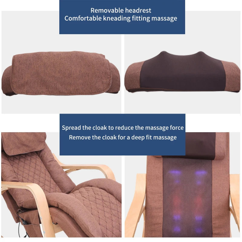 Electric Massage Rocking Chair, Back Lumbar Cervical Kneading,Heating Vibration Mobile Rollers, with Pillow Washable 6