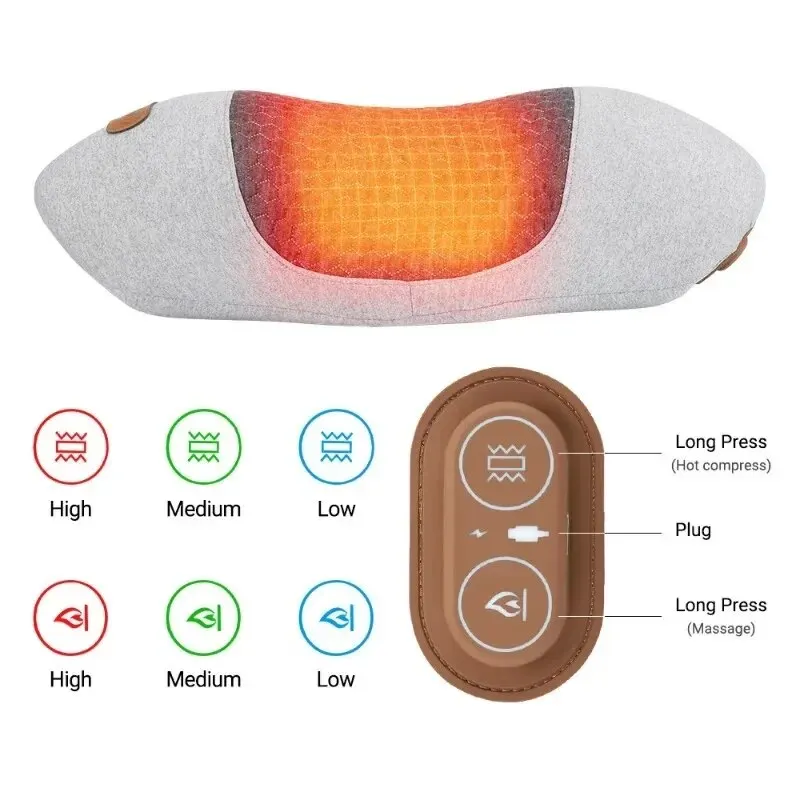 Electric Heating Vibration Neck Massage Pillow Shiatsu Kneading Cervical Massager Deep Tissue Waist Support Sleep Massage Pads