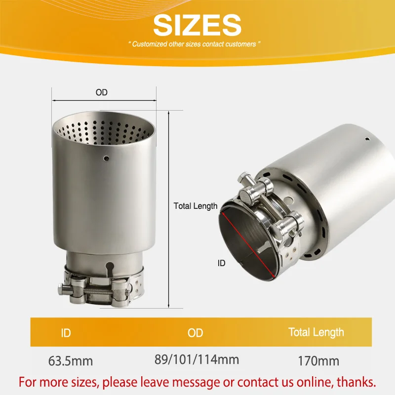 ER Exhaust Tips Matte Stainless Steel Car Exhaust Muffler Tips Tail pipe System tail Pipe Nozzle for muffler