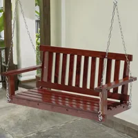Outdoor Wooden Porch Swings 4Ft/48in Outdoor Swings Heavy Duty 800lb Weight Capacity Swing Bench for Adults with Hanging Chains 1