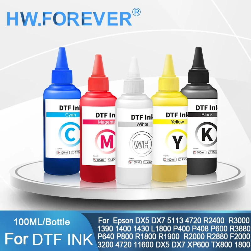For Epson 100ML DTF Ink Direct To Transfer Film Refill Ink Kit For Epson 1390 1400 1430 L1800 L800 L805 P400 R1800 Pet Film