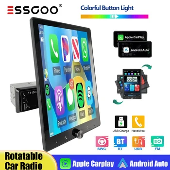 ESSGOO Autorradio Universal Giratorio 1 DIN 10,4 Pulgadas Pantalla Táctil IPS CarPlay Inalámbrico Android Auto Bluetooth AUX USB TF Mirror Link Unidad Principal 1