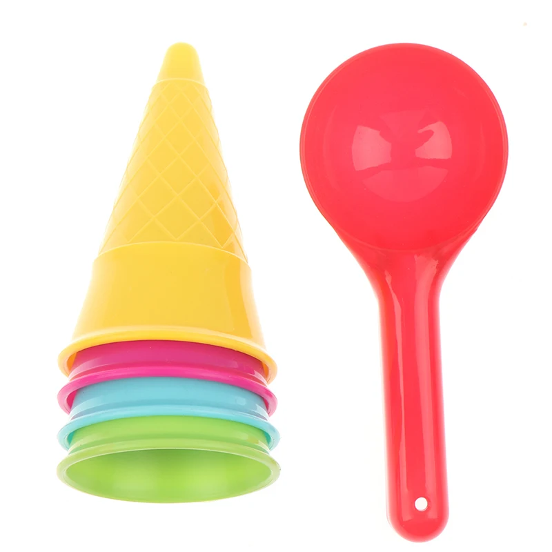5 Pcs/lot Cute Ice Cream Cone Scoop Sets Beach Toys Sand Kids Children Outdoor Play 5