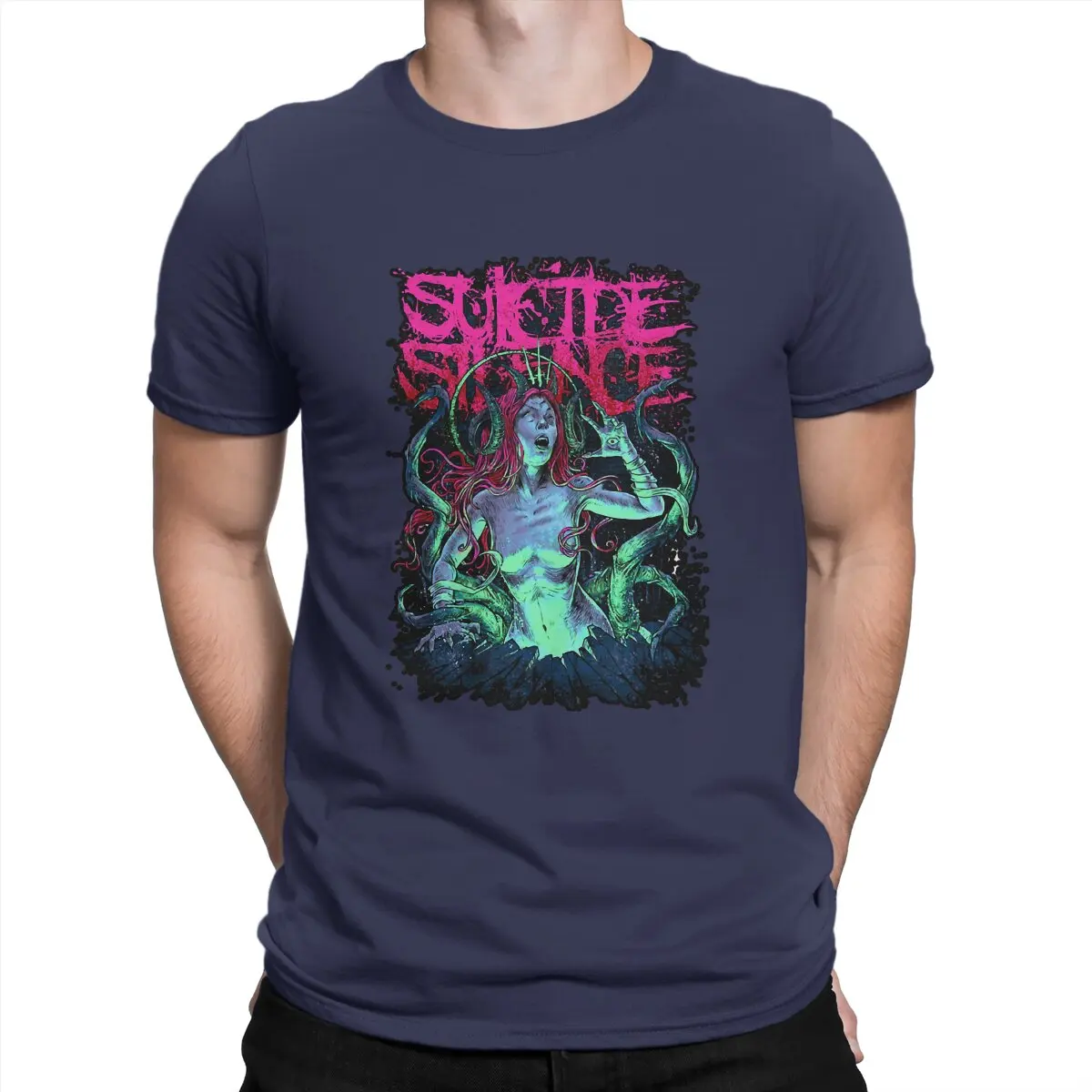 thumbnail image 1 of Camiseta única de banda de rock retro "Suicide Silence Leisure", camiseta para hombres y mujeres, 1 of 7