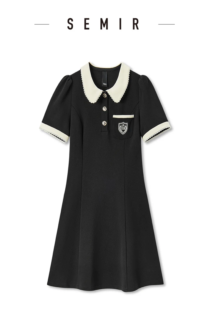Vestidos de mujer, vestido polo bordado, elegante vestido de verano, recién llegado, vestidos florales con bloques de color para mujer
