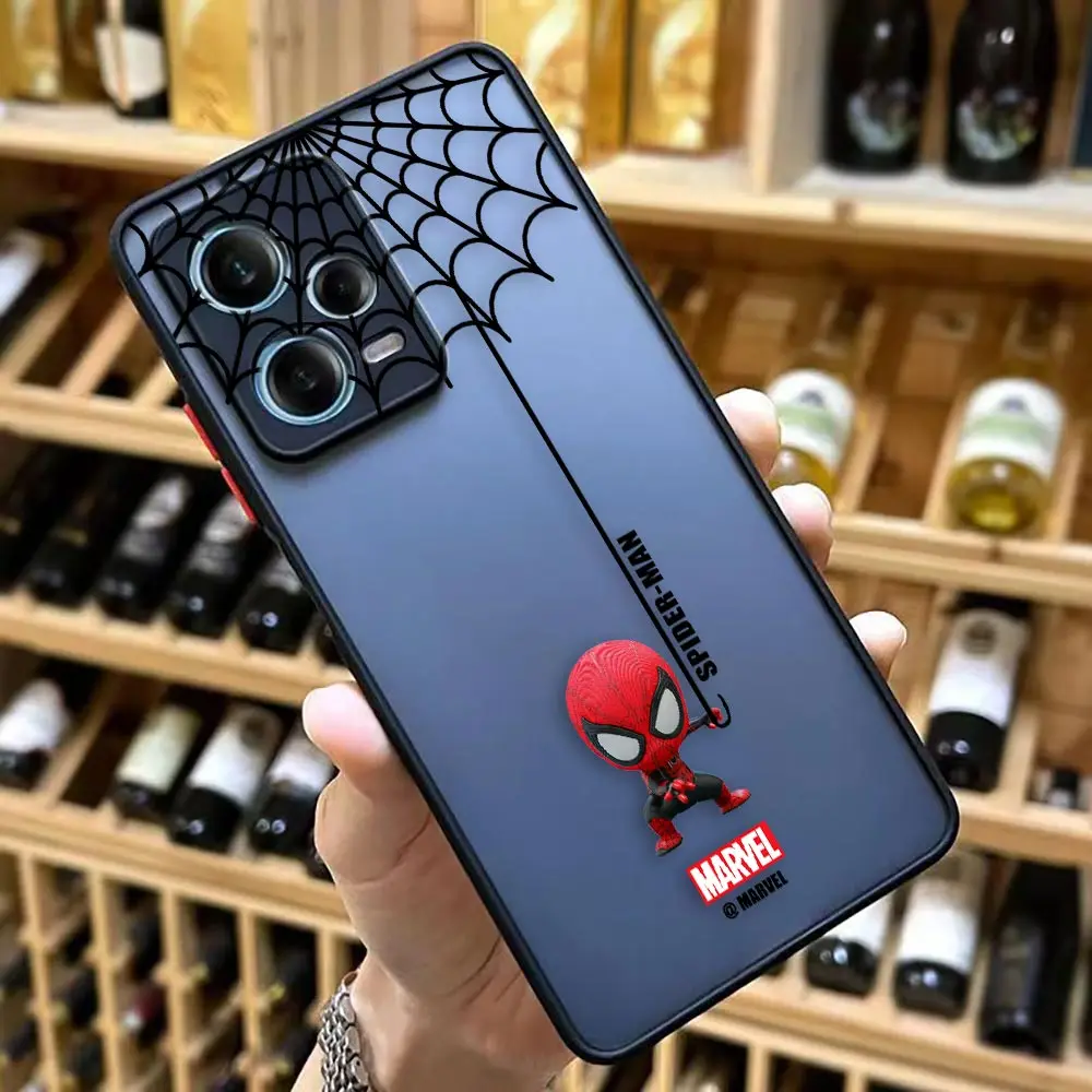 thumbnail image 1 of Matte Case for Redmi NOTE 12 11 10 11S 10S 9 9S 9T 8 7 6 5 3PRO PLUS 4G 5G Case Funda Shell Cartoon Marvel Spider-Man Spider Web, 1 of 5