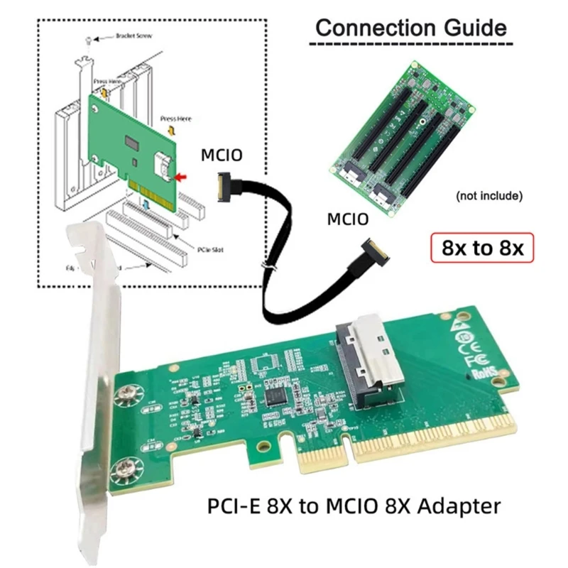Best Seller Portable PCIE 5.0 x8 to MICO 8I Expansion Card for Data Transfer MICO 8I Converters Card for PC Desktop Accessories