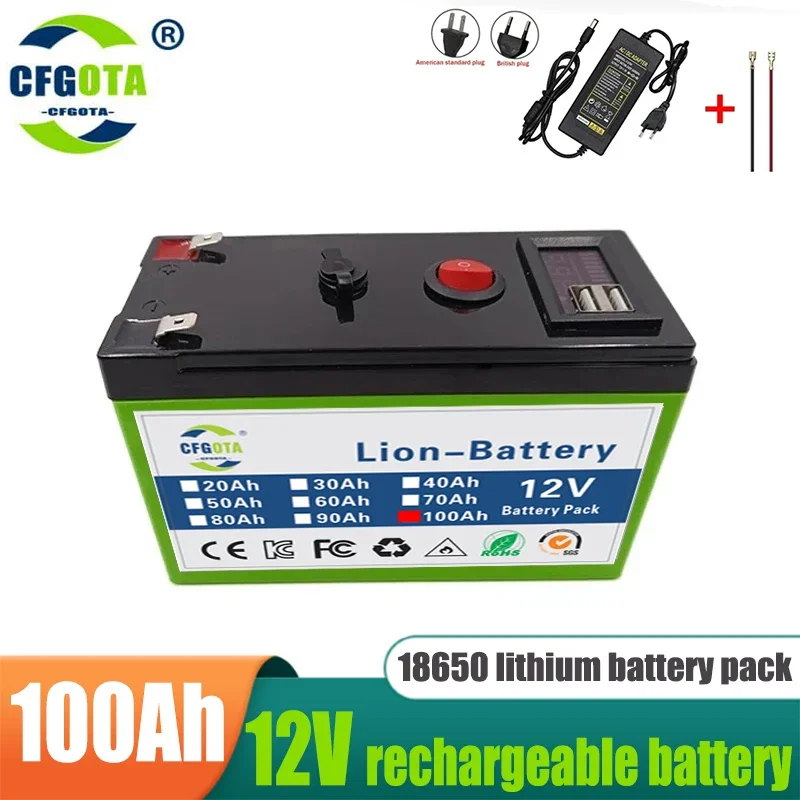 

12 В батарея 18650 Ач литиевая батарея аккумуляторная батарея перезаряжаемая батарея для электрического транспортного средства на солнечной энергии аккумулятор + в 3 а зарядное устройство
