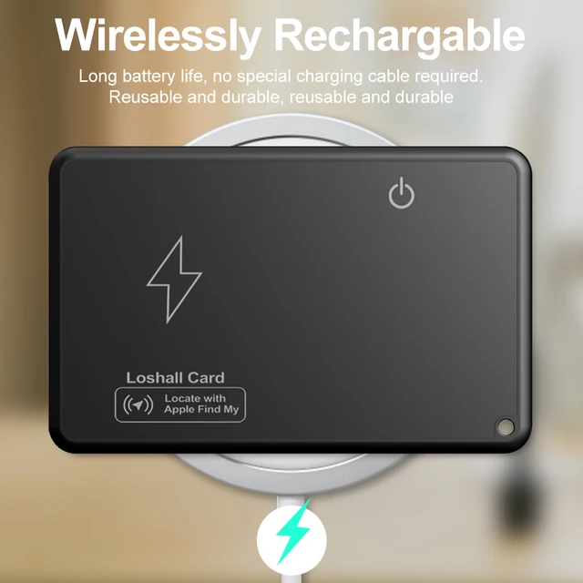 Wireless Charging GPS Locator Work with Apple Find My App Thin GPS Item Finder Smart Card Tracker for Luggage Tag Purse Passport 4