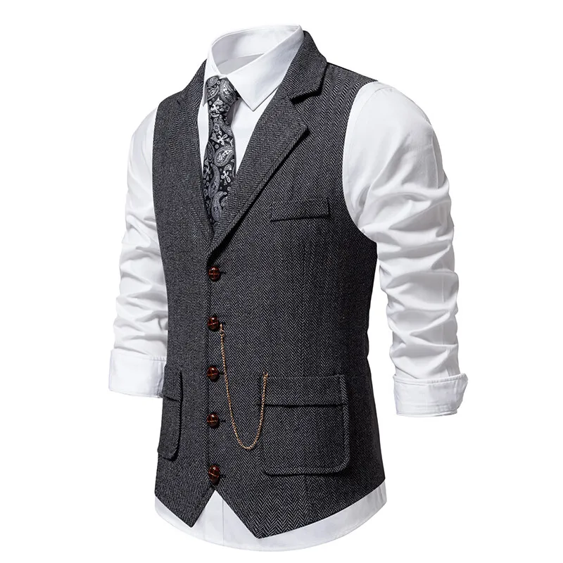 Autumn Men's Herringbone Stitched Satin Inner Vest Business Casual Formal Suit Fake Pocket Vest Double Breasted Suit mens suit,dress vests