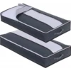 2 Pack Foldable Under Bed Bags Large Under Bed Storage Boxes Thick Breathable Underbed Clothes Storage Bags Zippered Organizer 1