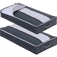 2 Pack Foldable Under Bed Bags Large Under Bed Storage Boxes Thick Breathable Underbed Clothes Storage Bags Zippered Organizer 1