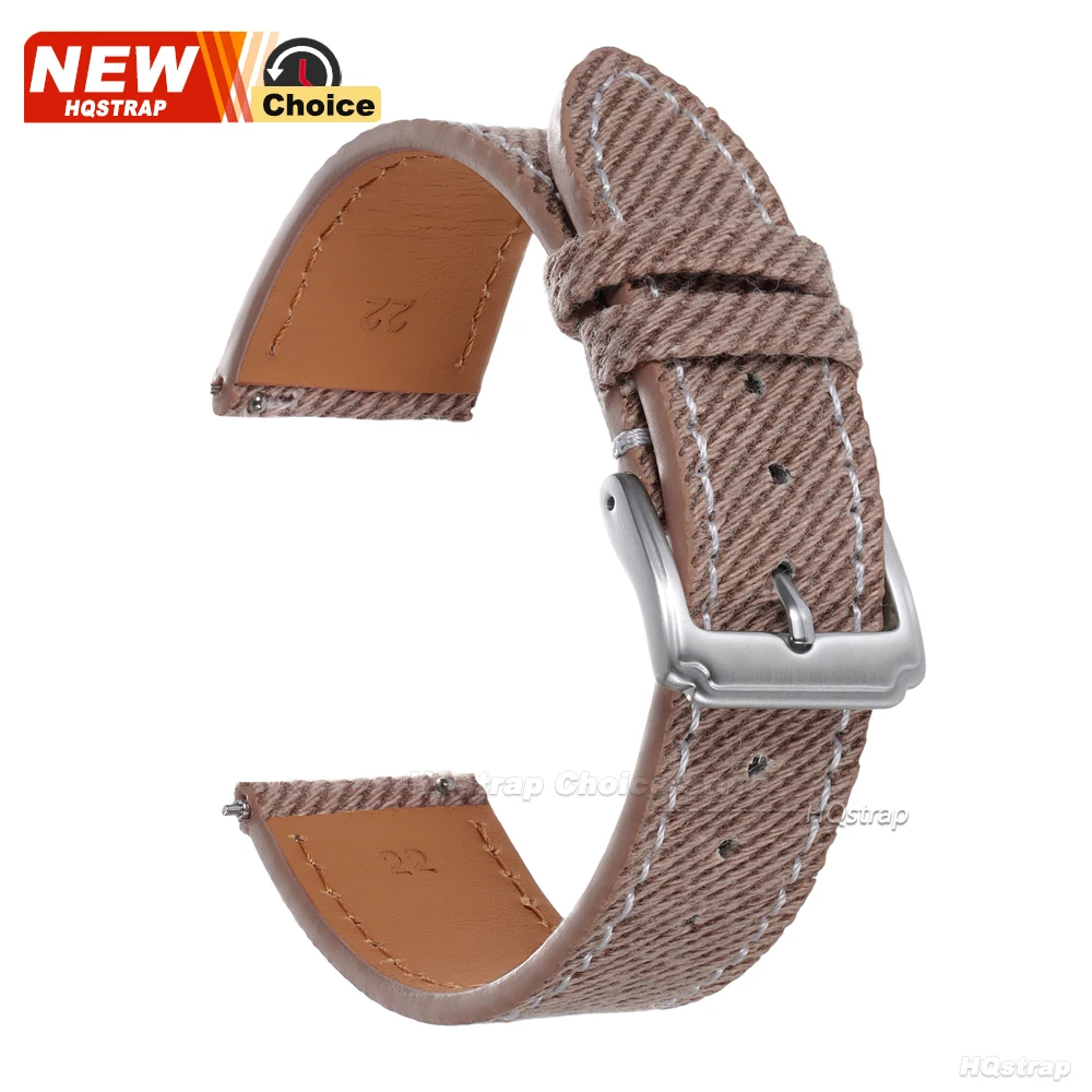 Butterfly Clasp Denim-Style Leather Smartwatch Strap with Pin Buckle
