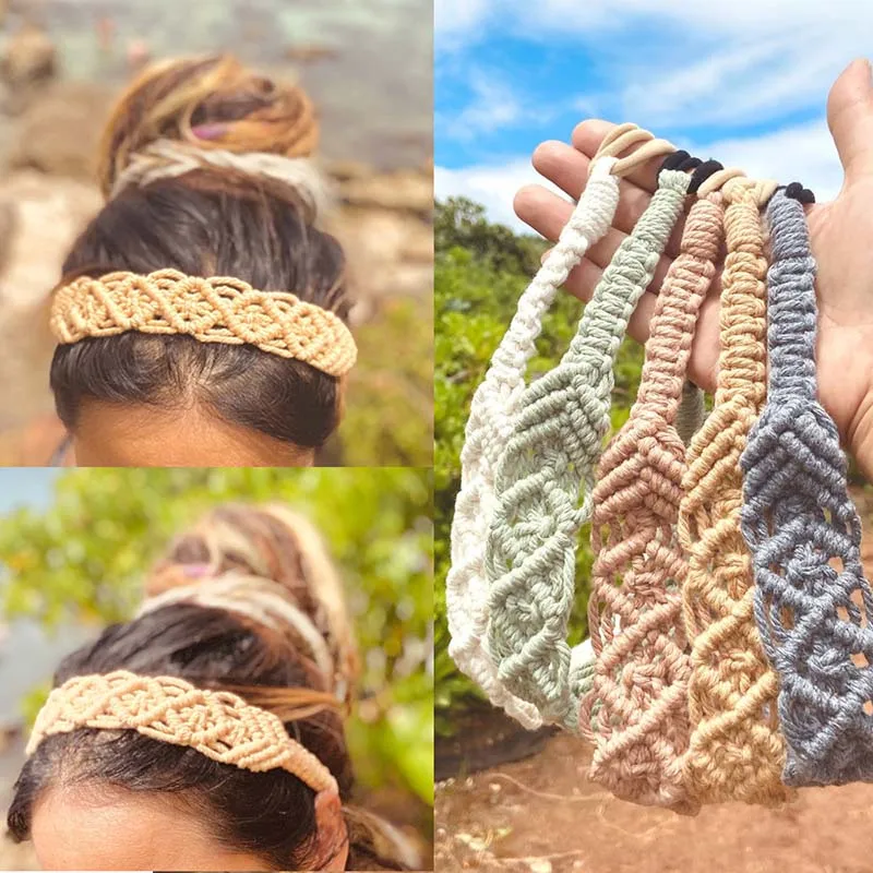 Boho Crochet Headbands For Women Girls Hairbands Scarf Knitting Back Headband Bandanas Wide Elastic Ties Hair Accessories