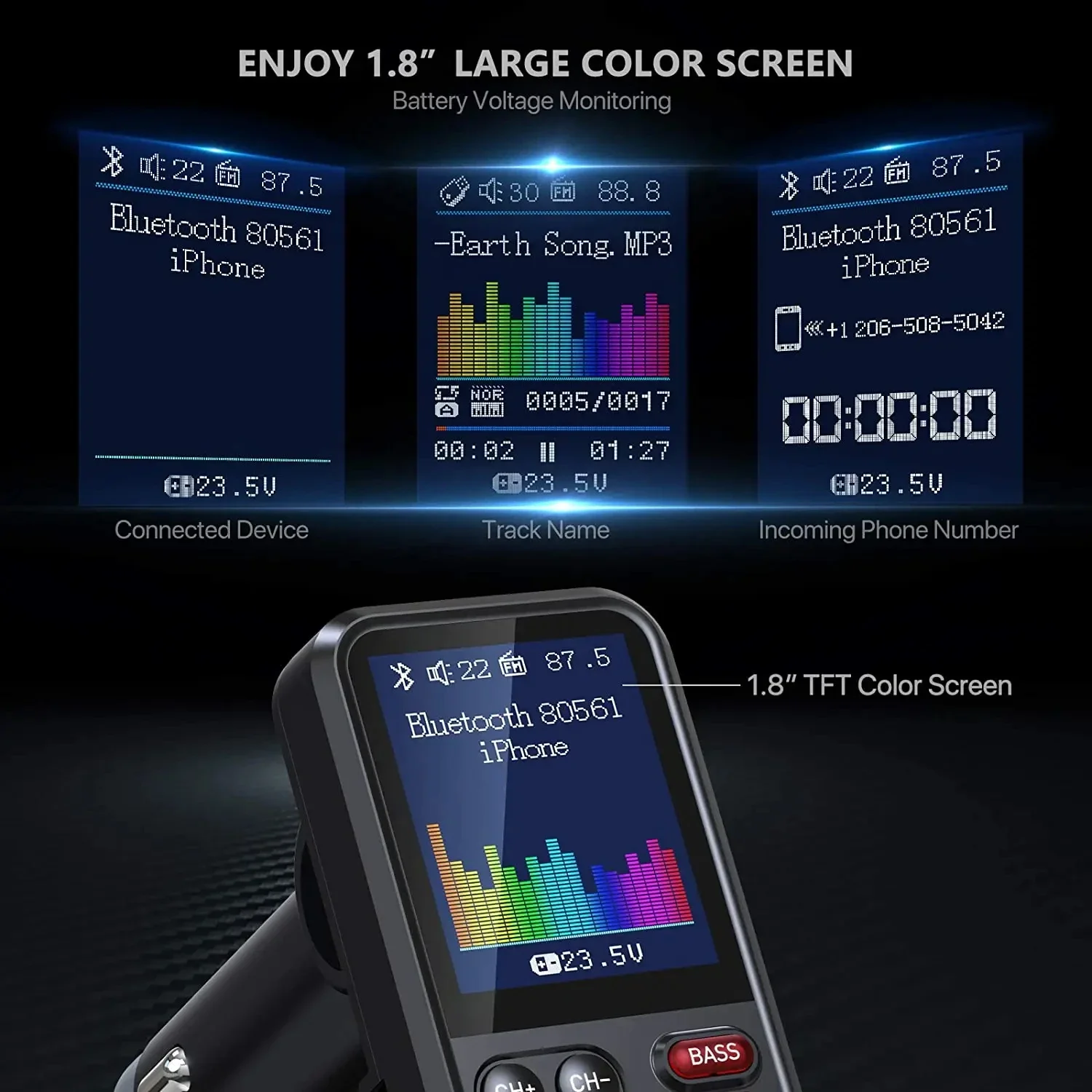Bluetooth FM Transmitter Car MP3 Player with USB and HIFI Sound Quality