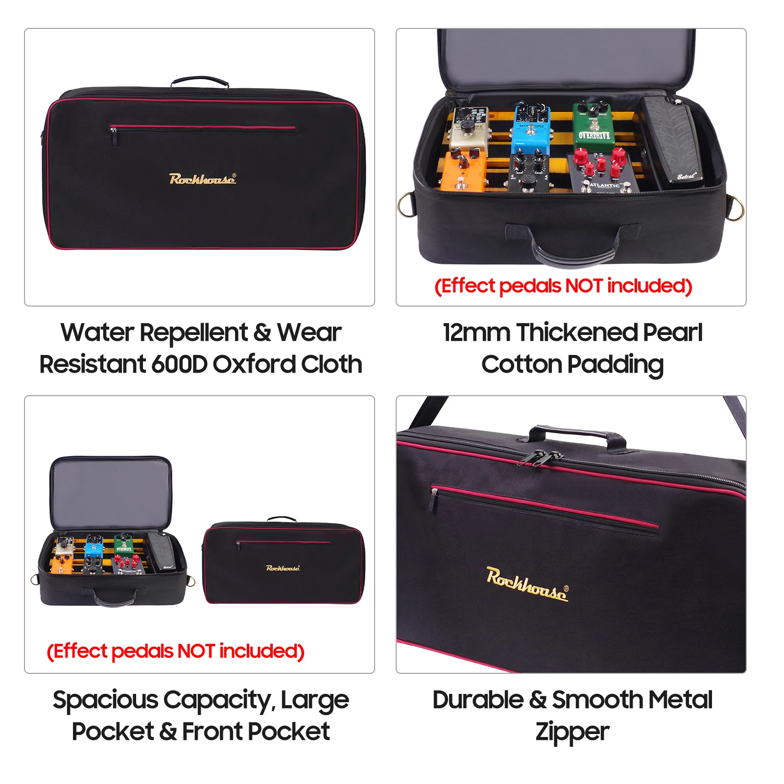 Guitar Pedal Board Carry Waterproof Oxford Cloth Zipper Handbag Shoulder Bag Inner Size 65x30cm;50x30cm;44x30cm Gig Gag
