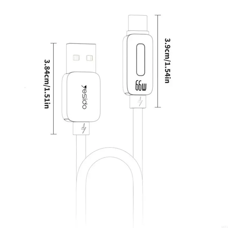 Q6PA 66W 고속 충전 USB A-유형 C 케이블, 지능형 LED 표시기 및 빠른 충전 및 데이터를 위한 편조 디자인