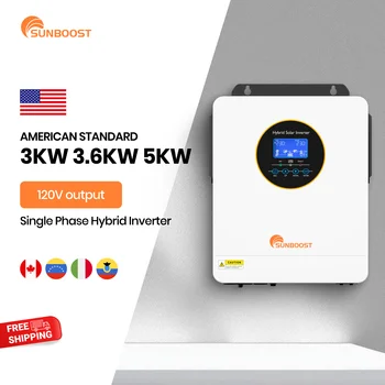 Sunboost Single Phase 3KW 3.6KW 5KW Inverter MPPT Home Use 24V 48V US Version On Off Grid 110V 120V 240V Hybrid Solar Inverter 1