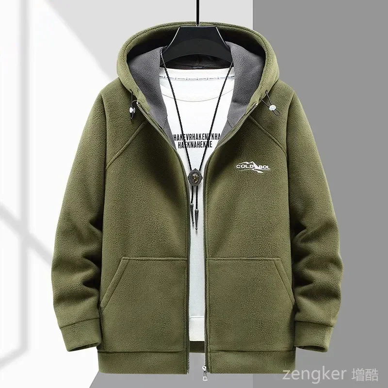 Autumn Winter Thickened Fleece Coat for Men's Trendy Fatty Hooded Plus Size Warm Fleece jacket Fat guy 190kg 12xl 11XL 10XL 2
