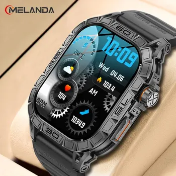 MELANDA AMOLED 스크린 블루투스 통화 스마트워치, 스포츠 트래커, 나침반 건강 모니터 스마트 워치, 안드로이드 IOS K63 용, 1.96 인치