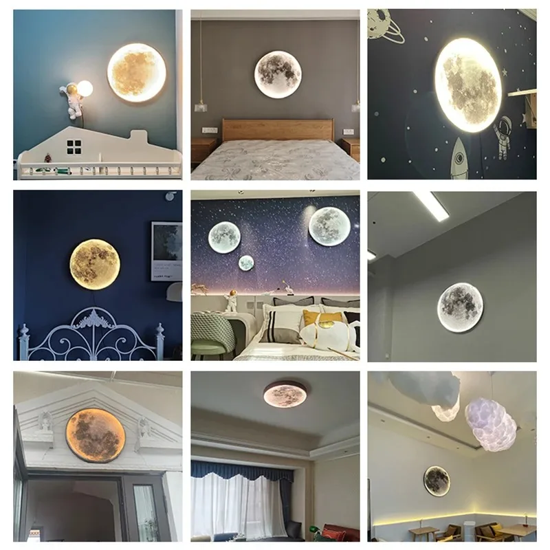 Moon Wall Lamp Aisle Corridor Mural Art Design Foyer Hallway Gallery Background Decoration Kid Bedroom Bedside Led Celing Light 5