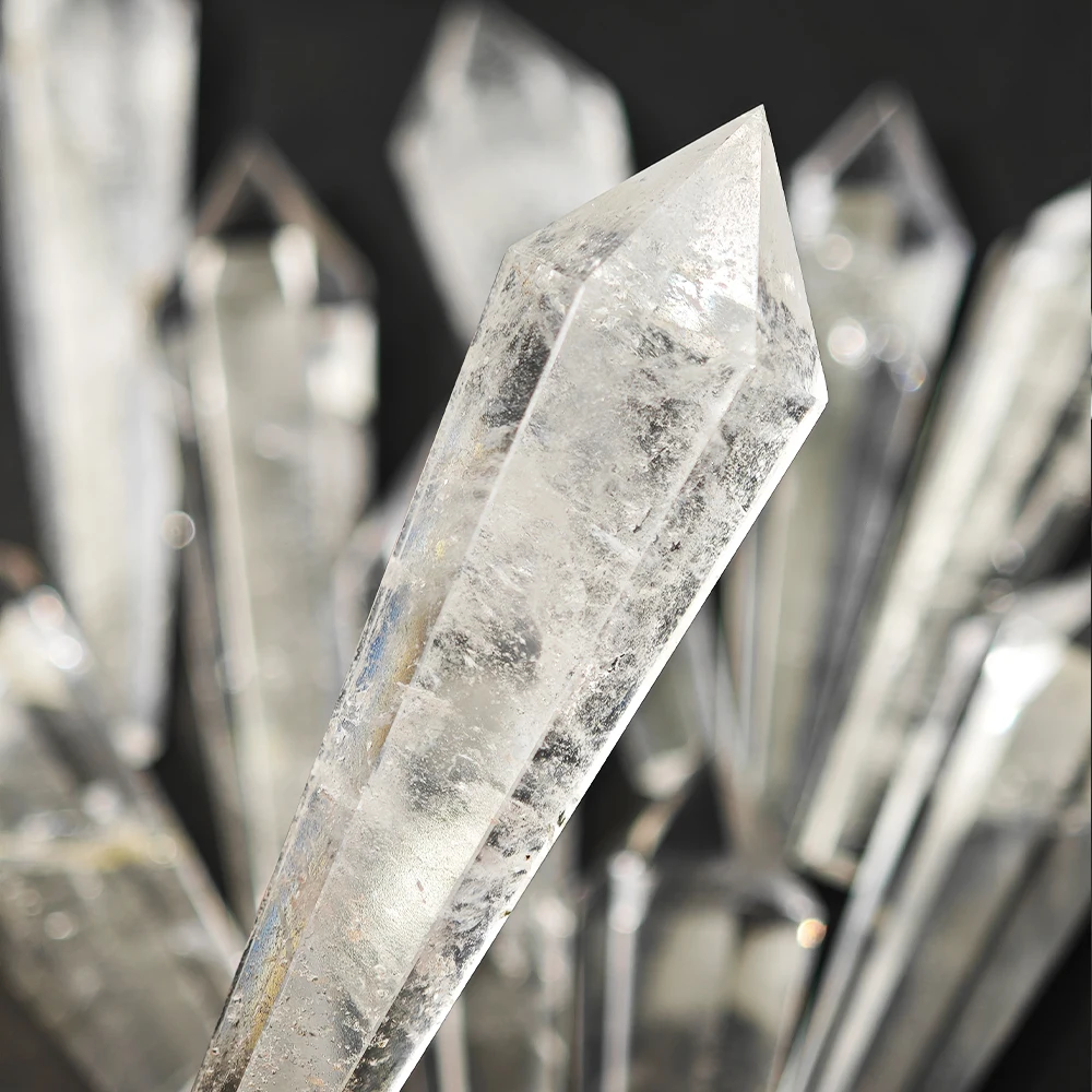 Elegant White Crystal and Rose Quartz Amethyst Tower Gemstone Decor Piece