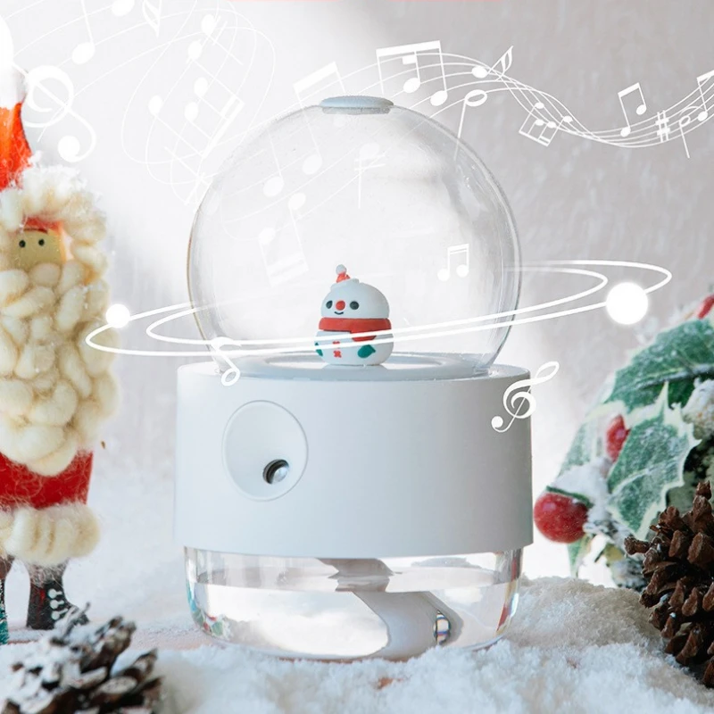 Humidificador de aire inalámbrico de 300ml, humidificador de música giratorio recargable, bonita lámpara de noche, difusor de aceite aromático para el hogar, regalo de Navidad cálido