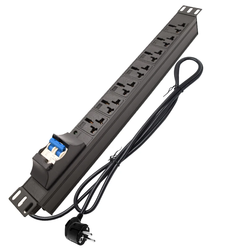 

Сетевой фильтр PDU для шкафа, 19 дюймов, 7AC 16 А, розетка с воздушным выключателем, панель со светодиодным шнуром питания из алюминиевого сплава