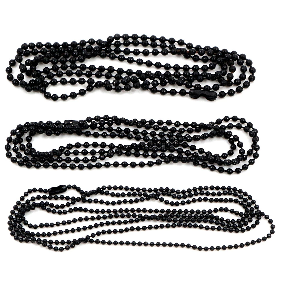 5 teile/los 3 Größe 1,5mm und 2,0mm und 2,4mm Schwarz Überzogene Ball Perlen Kette Halskette Bead Stecker 65cm (25,5 zoll)