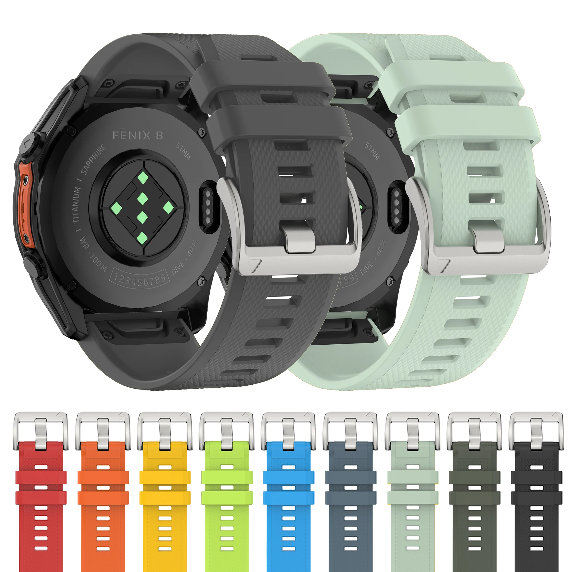 Premium QuickFit Soft Silicone Watch Band Strap, 22-26mm,