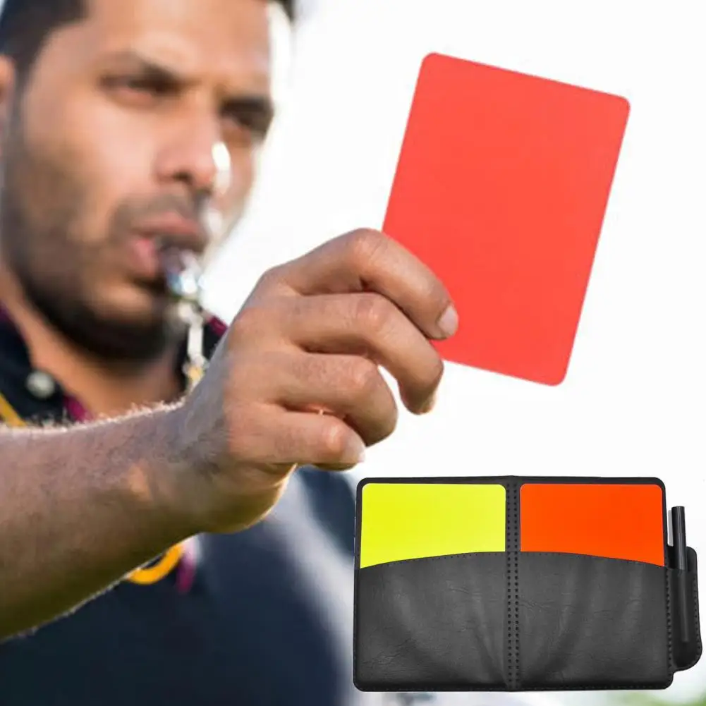 Soccer Referee Card Professional Red Yellow Cards Pen Whistles Card Sleeves Set Football Soccer Training Referee Warning Cards