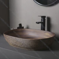 อ่างล้างหน้าเซรามิกวินเทจสำหรับห้องน้ำ อ่างล้างหน้าแบบวางบนเคาน์เตอร์ สำหรับตกแต่งบ้านและเคาน์เตอร์ห้องน้ำ 4