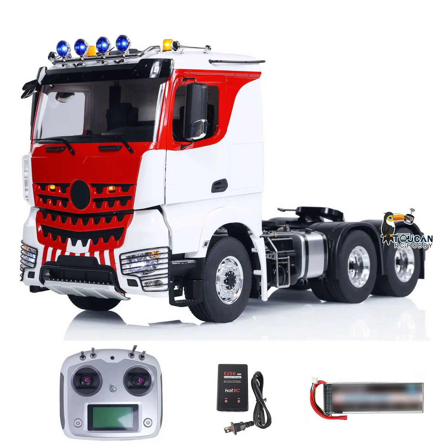 LESU 1/14 Scale RC Tractor Truck 6x6 RTR Remote Control 2-Speed Car Model with Smoke Unit Sound Light Set Battery RC Toys 2