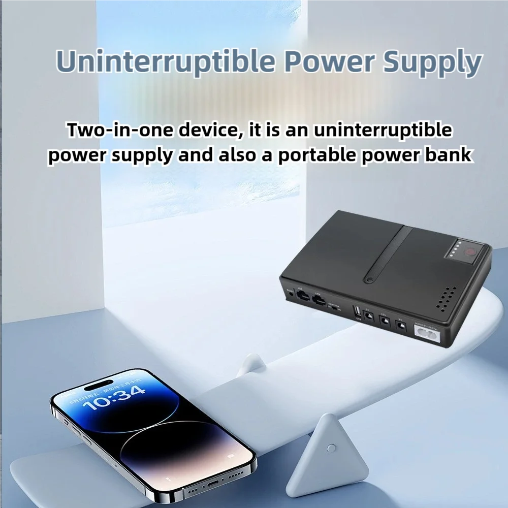 Mini Ups Battery Backup Portable 5V 9V 12V Dual Output Ports Backup Power Supply Adapter for Office Router Camera Phone EU Plug